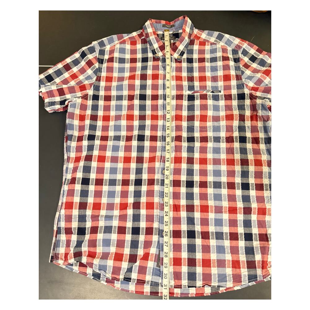 Men's Eddie Bauer short sleeve button down XLTall seersucker red white blue - Picture 6 of 6